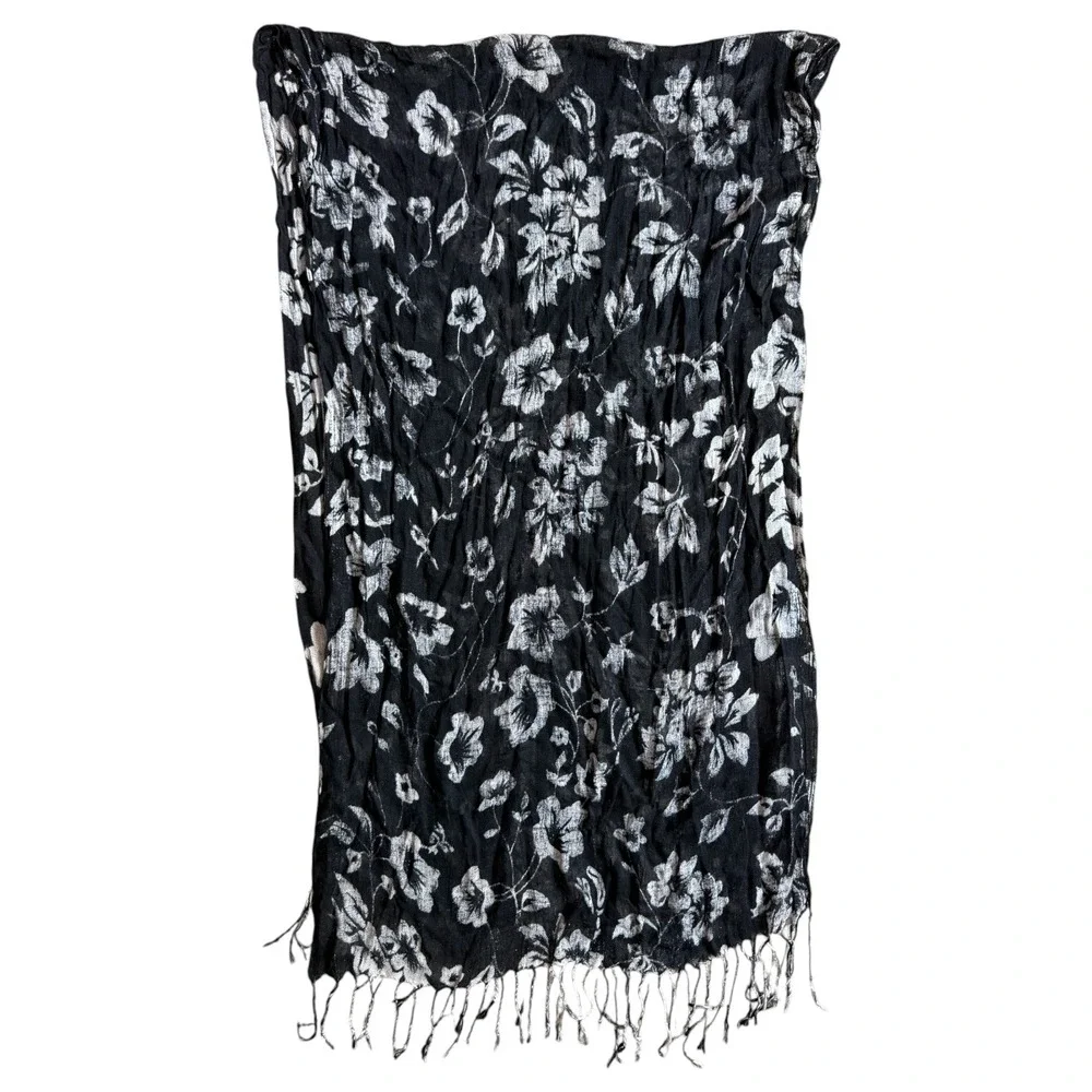 Calvin Klein Scarf Polyester Black White Horizontal Stripe Lightweight OS